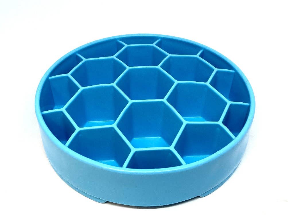 Honeycomb eBowl Deep Slow Feeder Dog Bowl for Enrichment | USA Made: Blue
