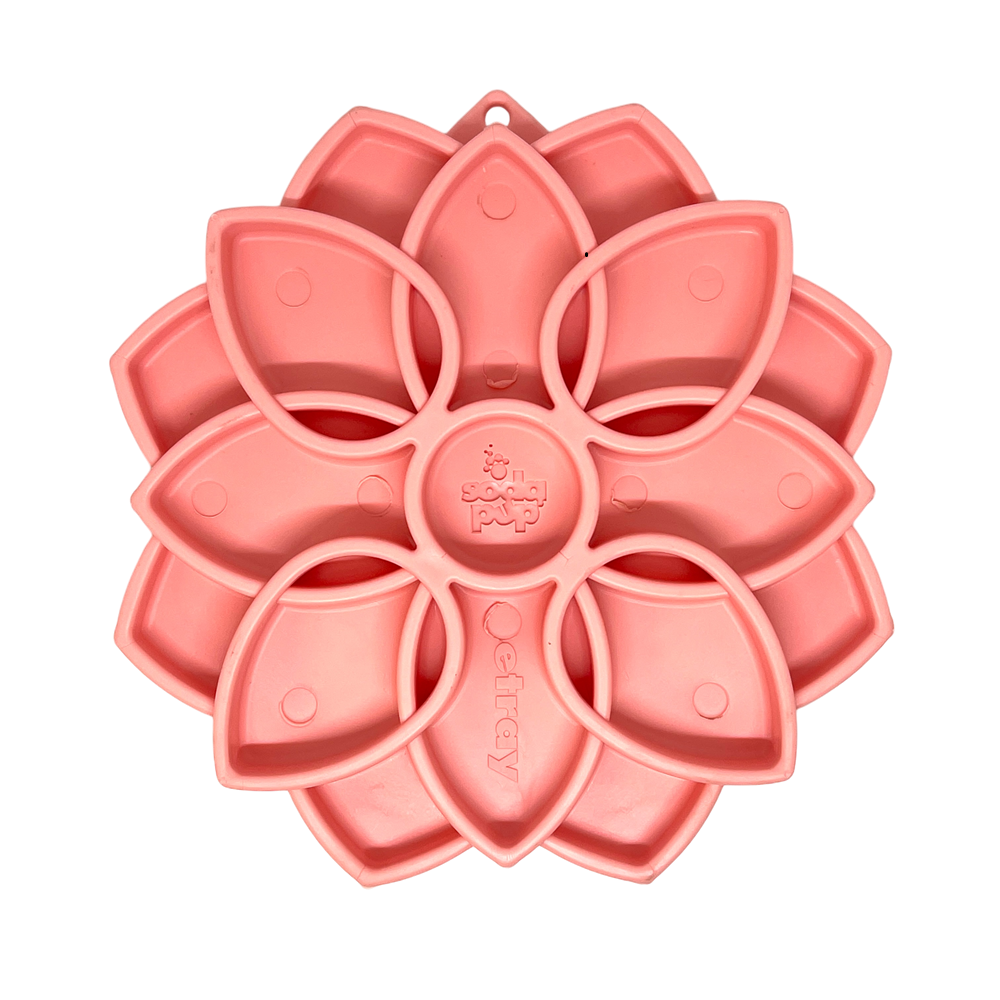 Mandala Softie eTray Shallow Slow Feeder Dog Bowl with Suction Cups |  USA Made: Light Pink