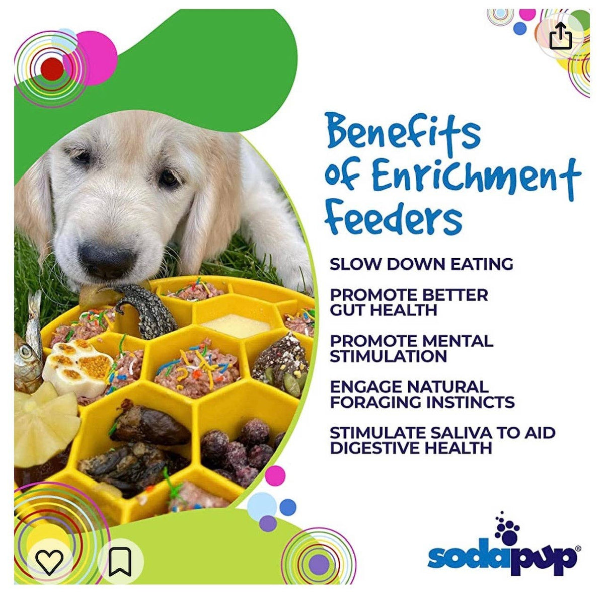 Honeycomb eBowl Deep Slow Feeder Dog Bowl for Enrichment | USA Made: Yellow