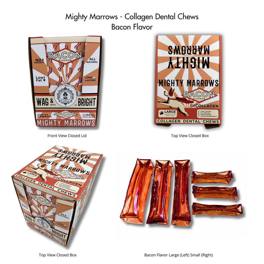 Mighty Marrows Collagen Dental Chew - Bacon - 3 Sizes: Large