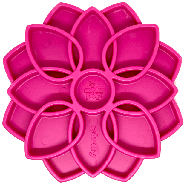 Mandala eTray Shallow Slow Feeder Dog Bowl for Enrichment | USA Made: Blue