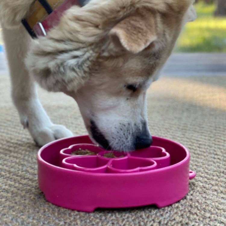 Flower eBowl Deep Slow Feeder Dog Bowl for Enrichment | USA Made: Flower Bowl - Pink