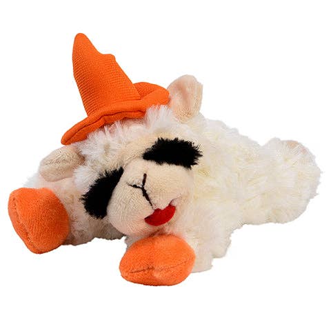 Multipet Halloween Lamb Chop Witch Hat Orange Dog Toy 6.5"