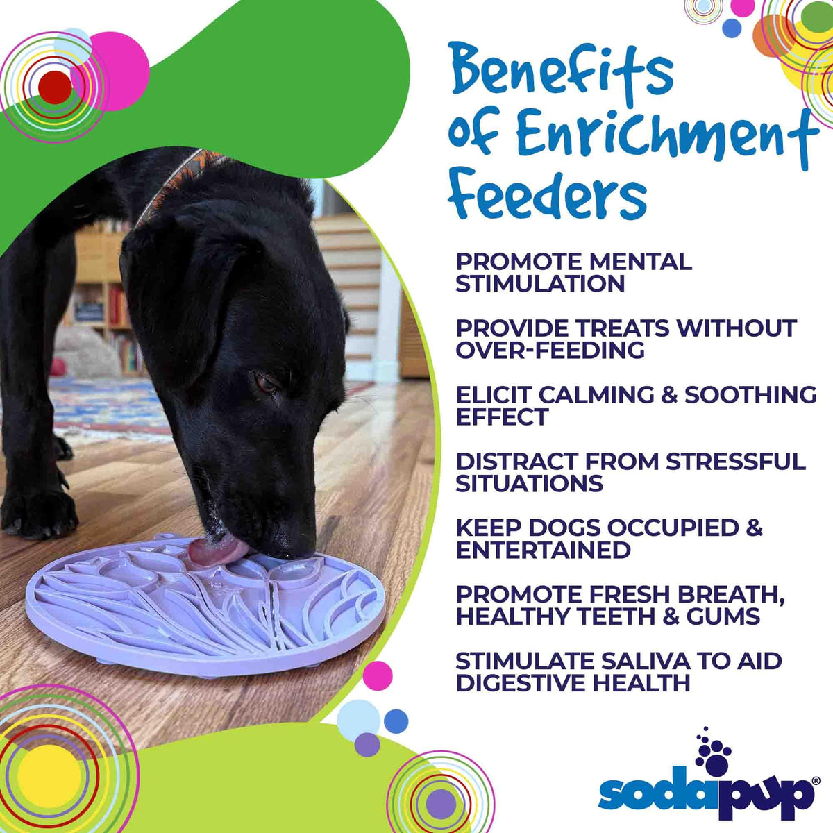 Tulip Design eMat - Enrichment Lick Mat For Dogs and Cats - With Suction Cups | USA Made: Purple