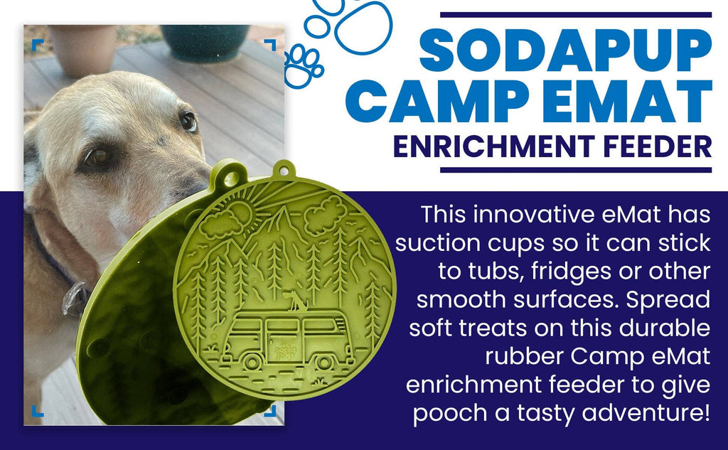 Camp eMat - Enrichment Lick Mat For Dogs and Cats - with Suction Cups | Retro Van Design | USA Made: Orange