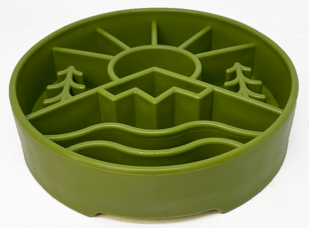 Great Outdoors eBowl - Slow Feeder Dog Bowl & Enrichment | USA Made: Green