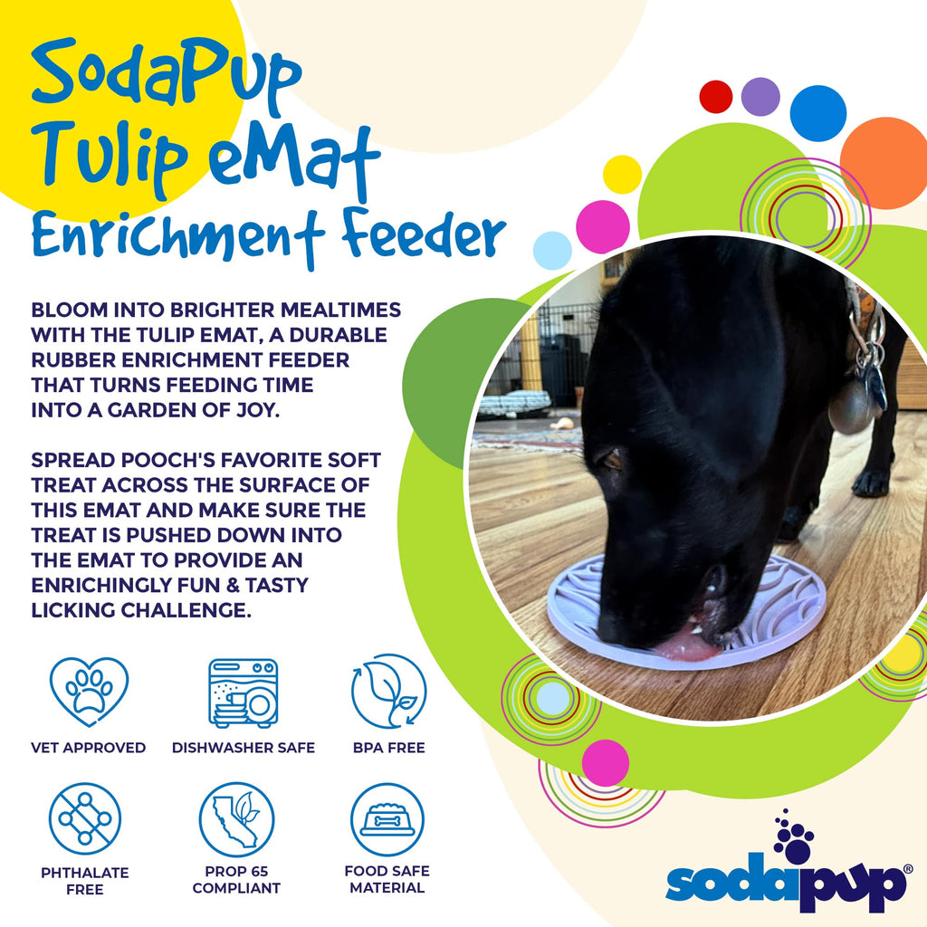 Tulip Design eMat - Enrichment Lick Mat For Dogs and Cats - With Suction Cups | USA Made: Purple