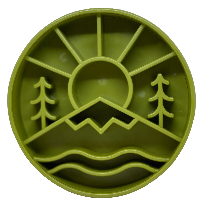 Great Outdoors eBowl - Slow Feeder Dog Bowl & Enrichment | USA Made: Green