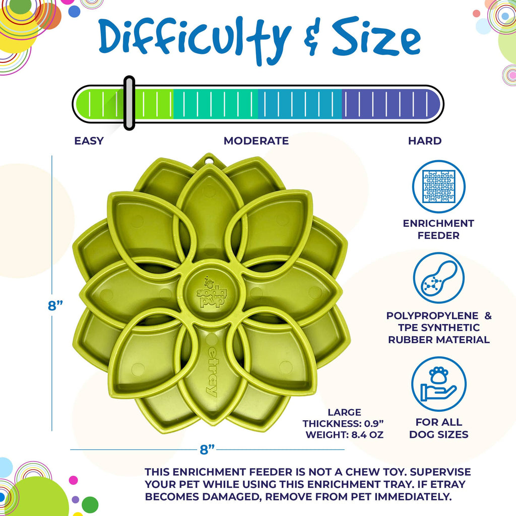 Mandala eTray Shallow Slow Feeder Dog Bowl for Enrichment | USA Made: Pink