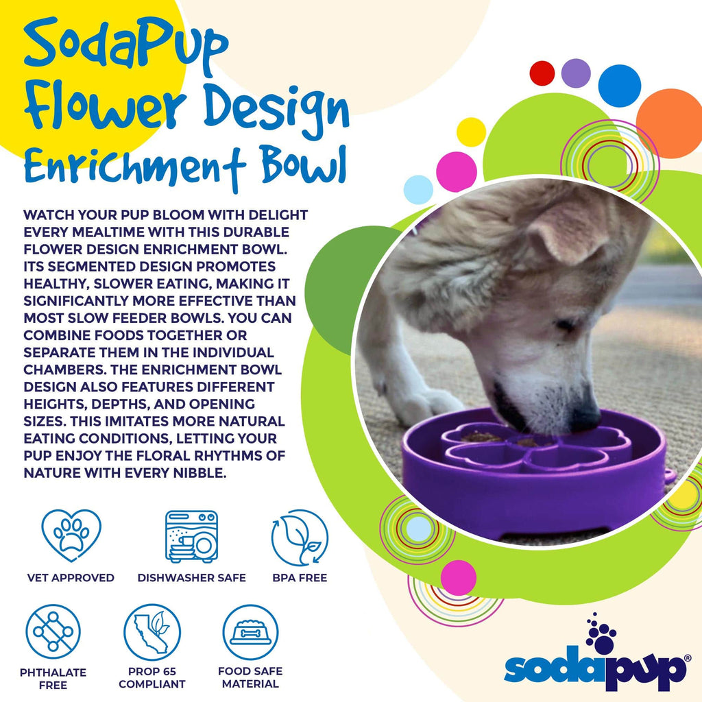 Flower eBowl Deep Slow Feeder Dog Bowl for Enrichment | USA Made: Flower Bowl - Pink