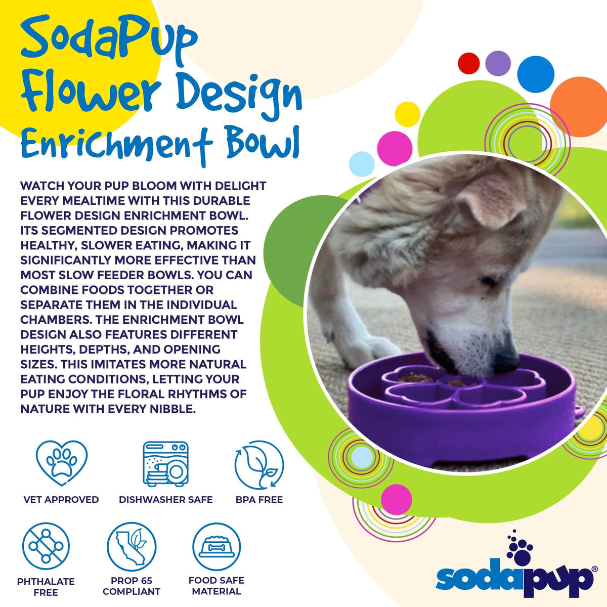 Flower eBowl Deep Slow Feeder Dog Bowl for Enrichment | USA Made: Flower Bowl - Pink