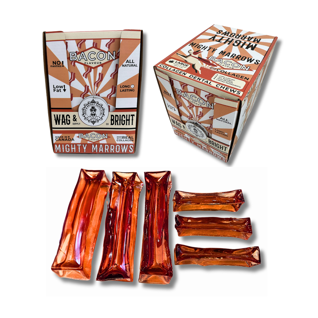 Mighty Marrows Collagen Dental Chew - Bacon - 3 Sizes: Large