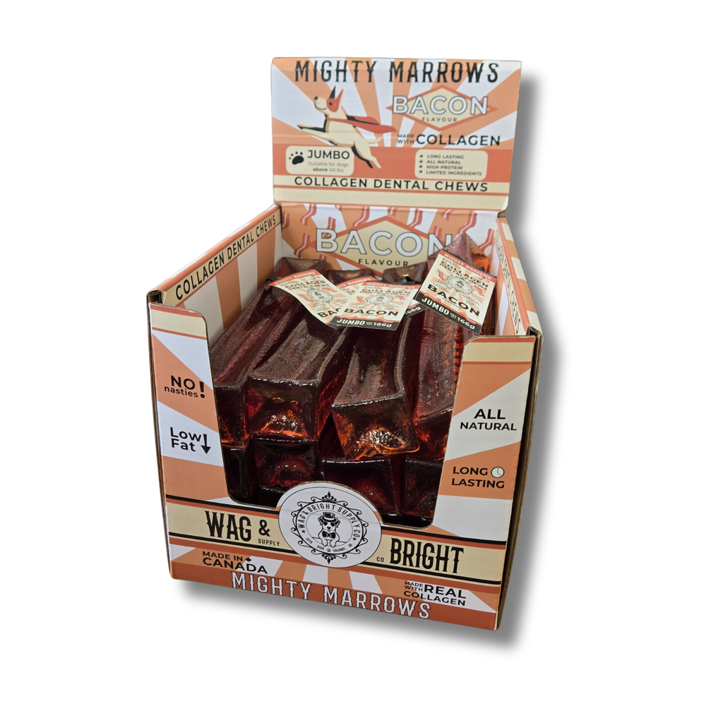 Mighty Marrows Collagen Dental Chew - Bacon - 3 Sizes: Large