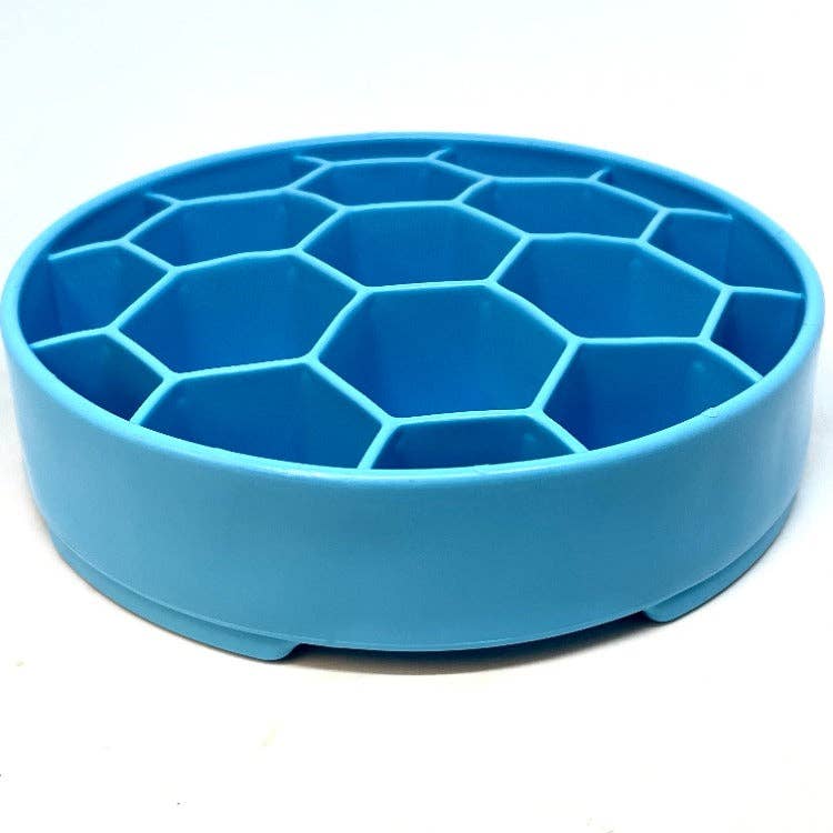 Honeycomb eBowl Deep Slow Feeder Dog Bowl for Enrichment | USA Made: Blue