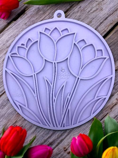 Tulip Design eMat - Enrichment Lick Mat For Dogs and Cats - With Suction Cups | USA Made: Purple