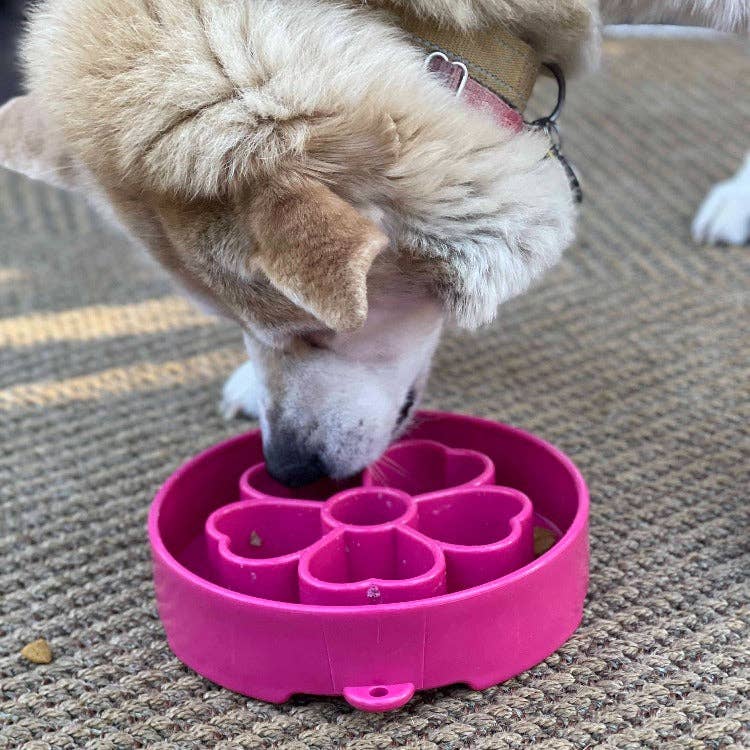 Flower eBowl Deep Slow Feeder Dog Bowl for Enrichment | USA Made: Flower Bowl - Pink