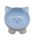 ThoozyPet Cat Face Ceramic Bowl Blue