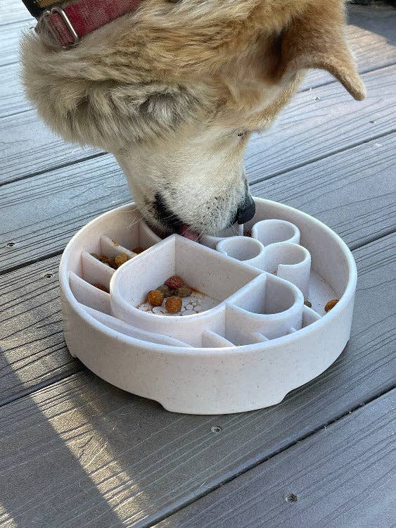 Java eBowl Deep Slow Feeder Dog Bowl for Enrichment | USA Made: Coffee Bean