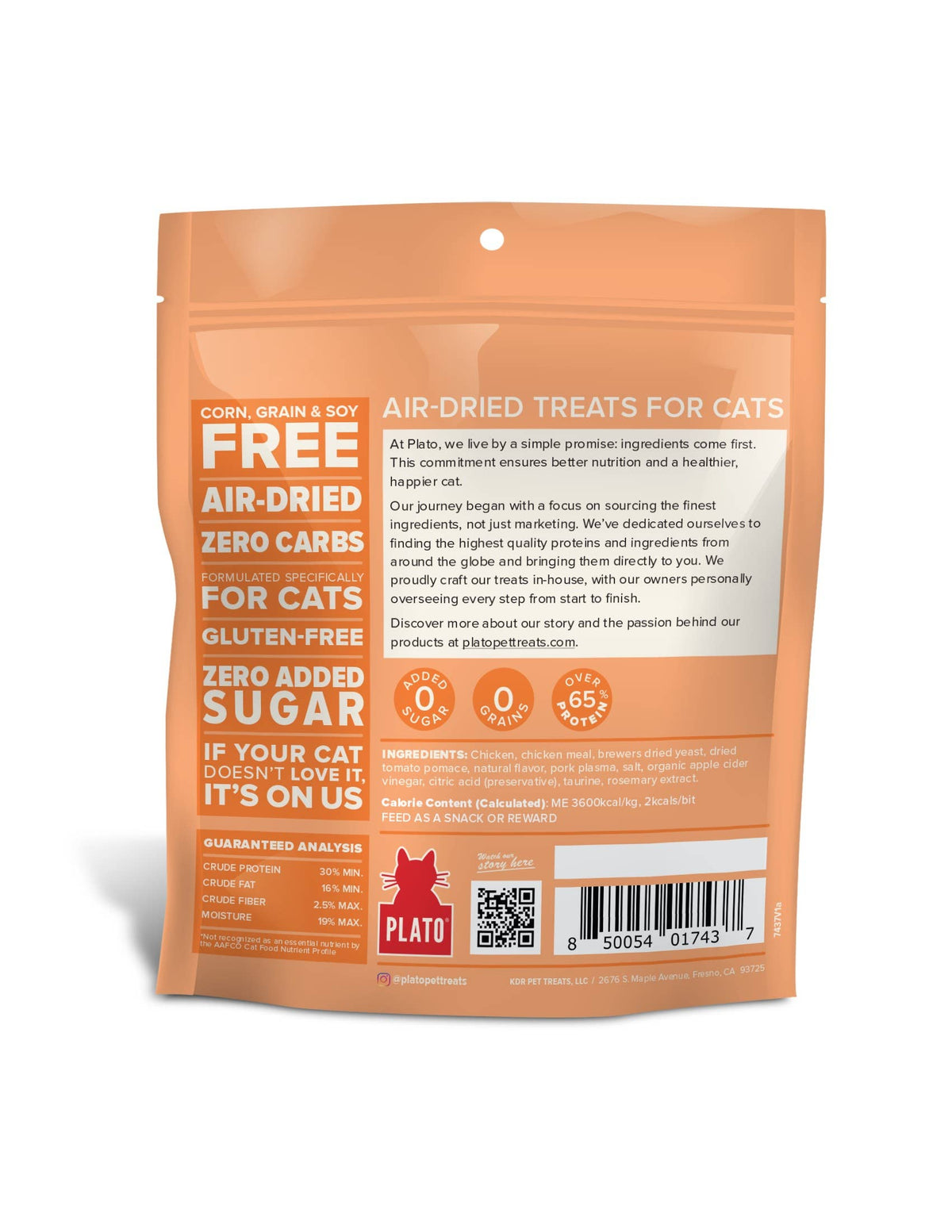 Plato Air-Dried Cat Treats Chicken Recipe 2.5oz