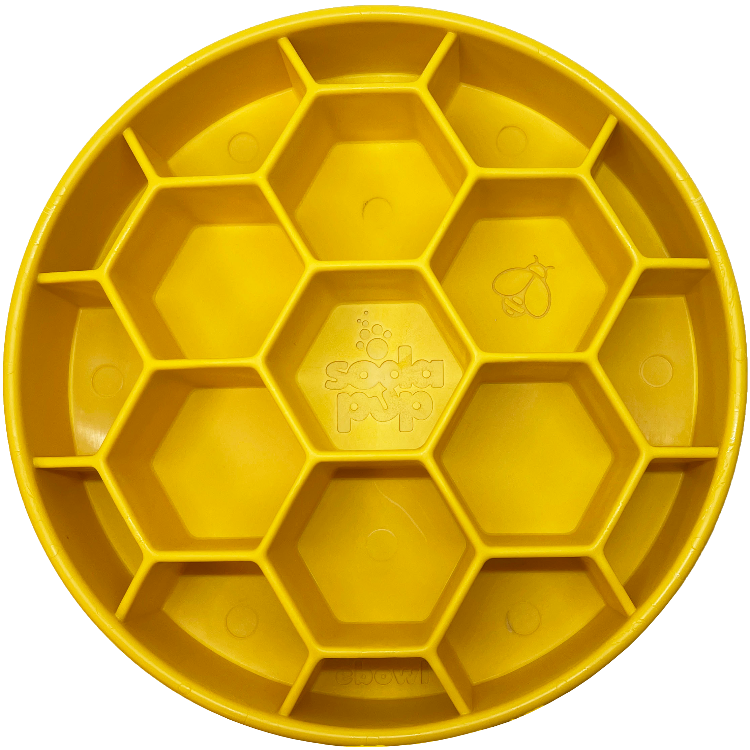 Honeycomb eBowl Deep Slow Feeder Dog Bowl for Enrichment | USA Made: Blue