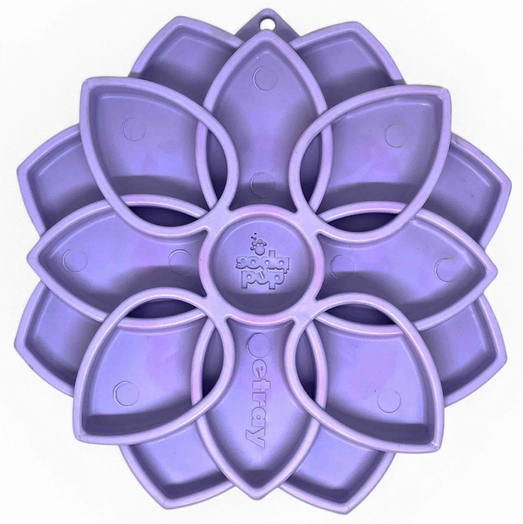 Mandala Softie eTray Shallow Slow Feeder Dog Bowl with Suction Cups |  USA Made: Light Pink