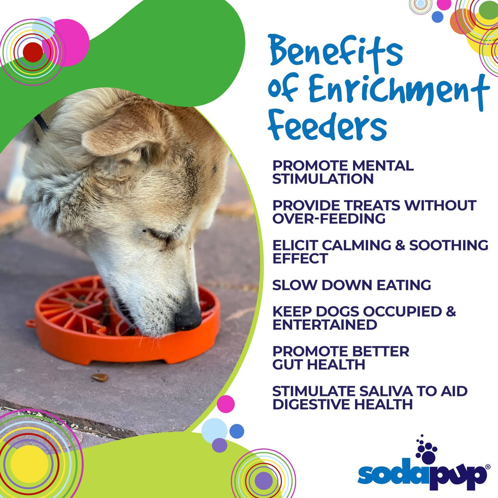Sun and Moon eTray - Shallow Slow Feeder Dog Bowl for Enrichment | USA Made: Orange