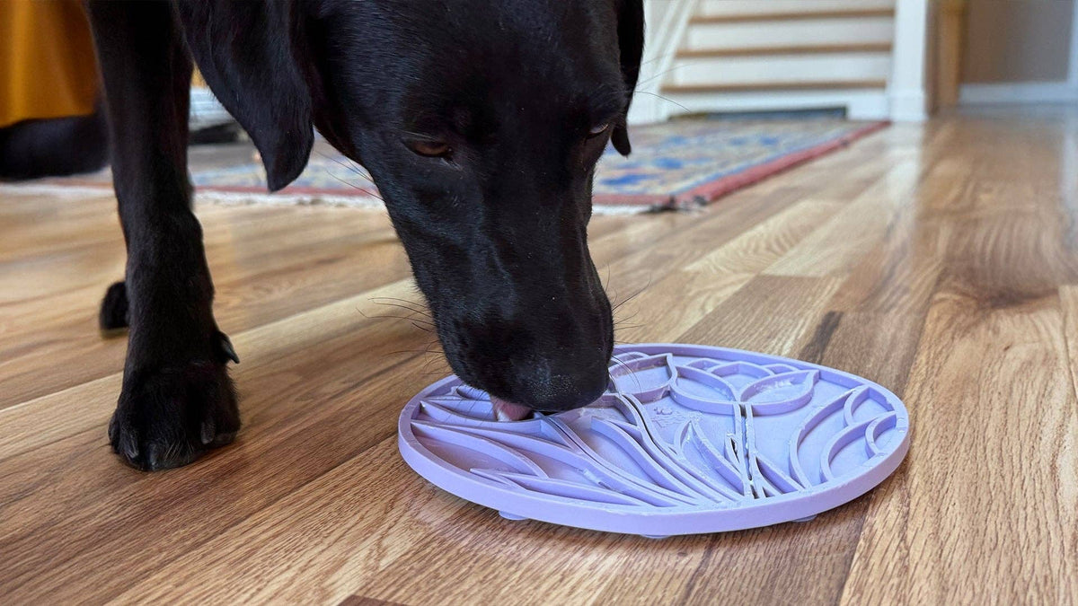 Tulip Design eMat - Enrichment Lick Mat For Dogs and Cats - With Suction Cups | USA Made: Purple