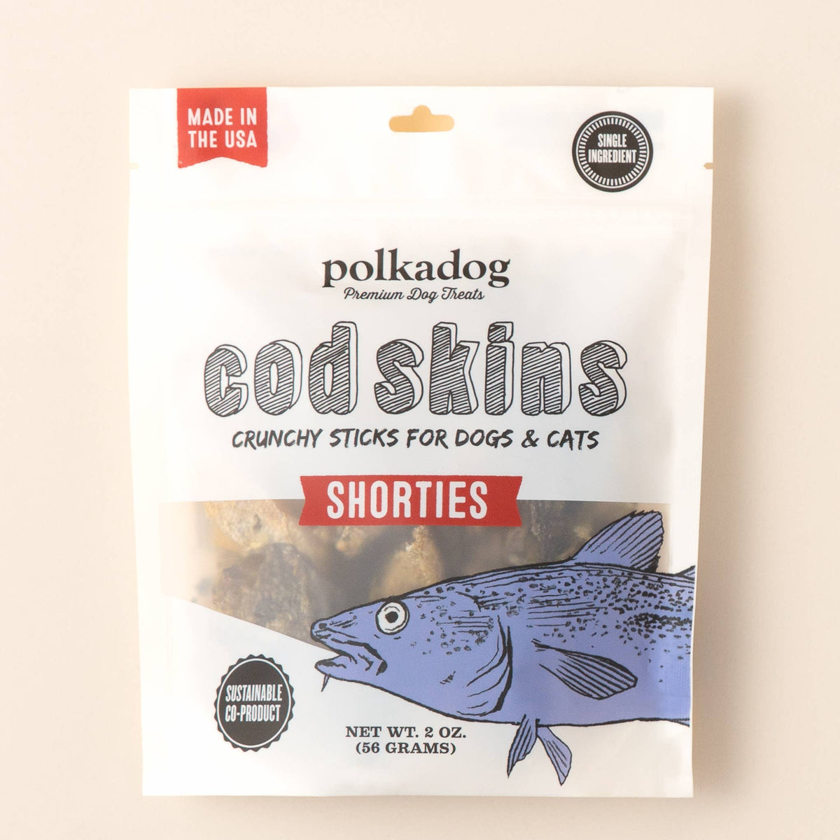 Polkadog Cod Skins Jerky Shorties Crunchy Dog & Cat Treats