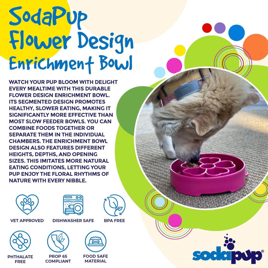 Flower eBowl Deep Slow Feeder Dog Bowl for Enrichment | USA Made: Flower Bowl - Pink