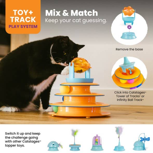 Catstages 2-in-1 Topper Spin Fish Treat Cat Toy