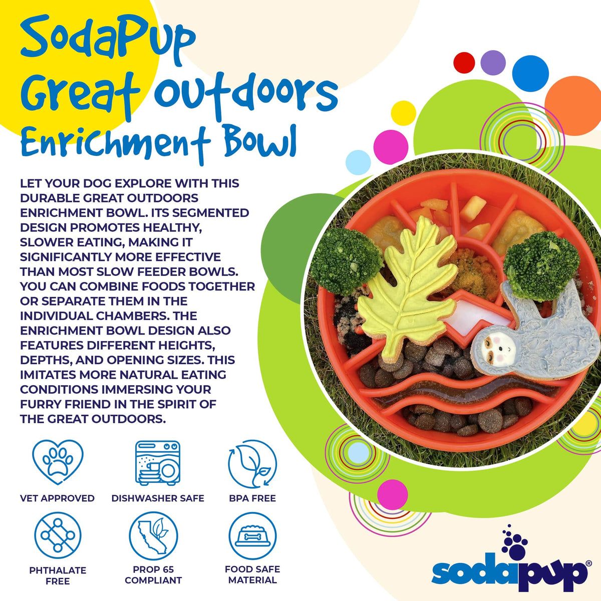 Great Outdoors eBowl - Slow Feeder Dog Bowl & Enrichment | USA Made: Orange
