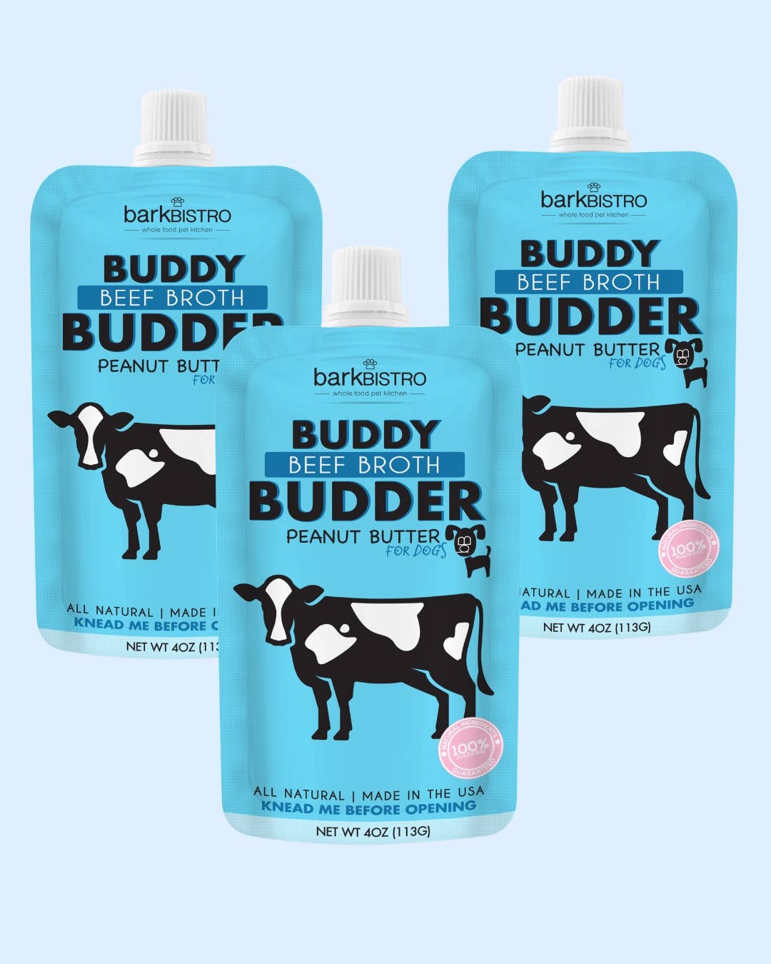 Dog Peanut Butter - 4oz Squeeze Packs Beef Broth Budder