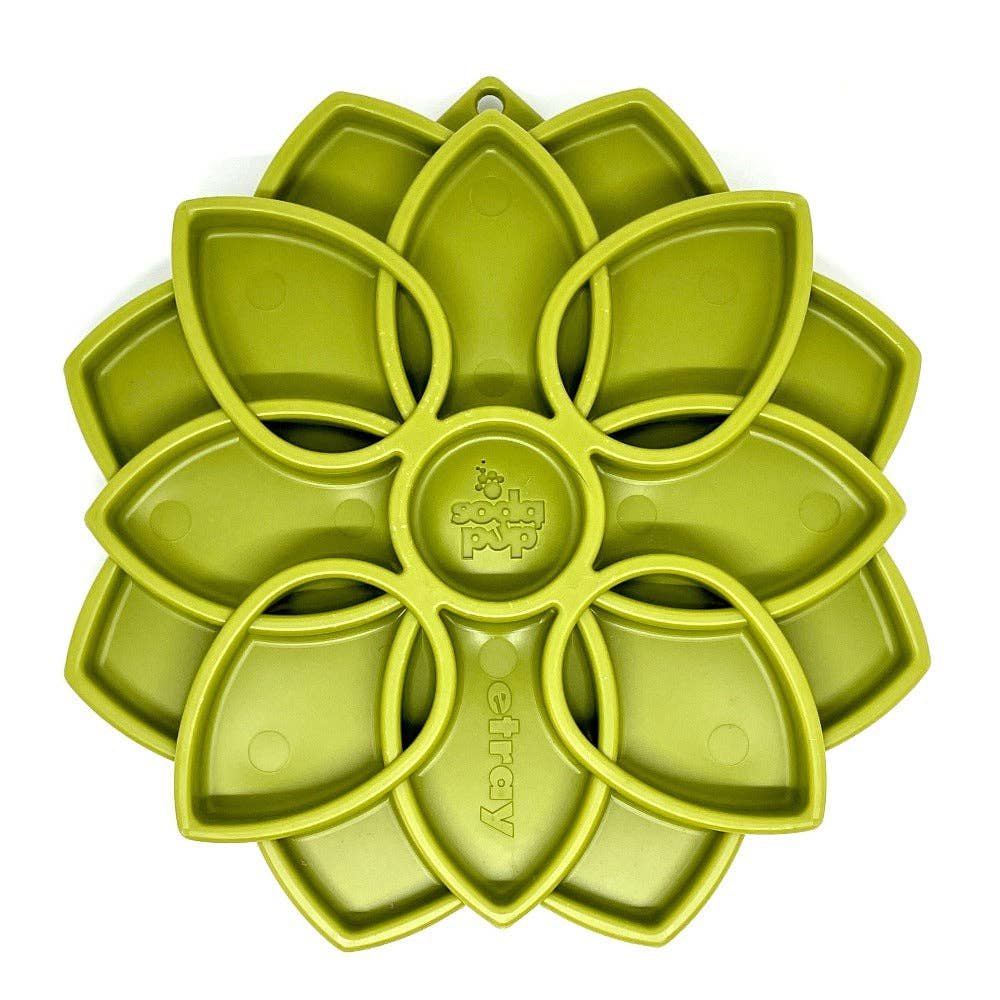 Mandala eTray Shallow Slow Feeder Dog Bowl for Enrichment | USA Made: Blue