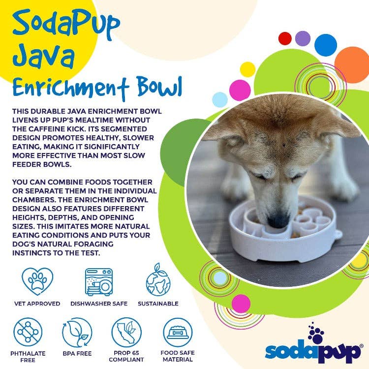 Java eBowl Deep Slow Feeder Dog Bowl for Enrichment | USA Made: Coffee Bean