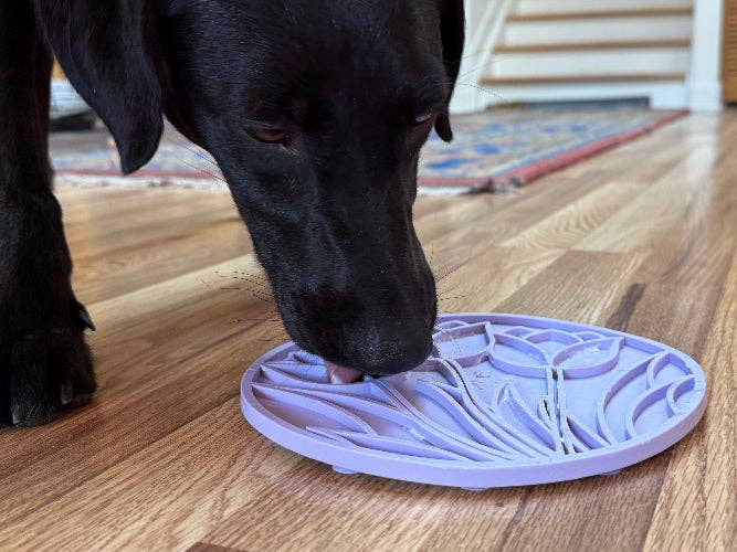 Tulip Design eMat - Enrichment Lick Mat For Dogs and Cats - With Suction Cups | USA Made: Purple