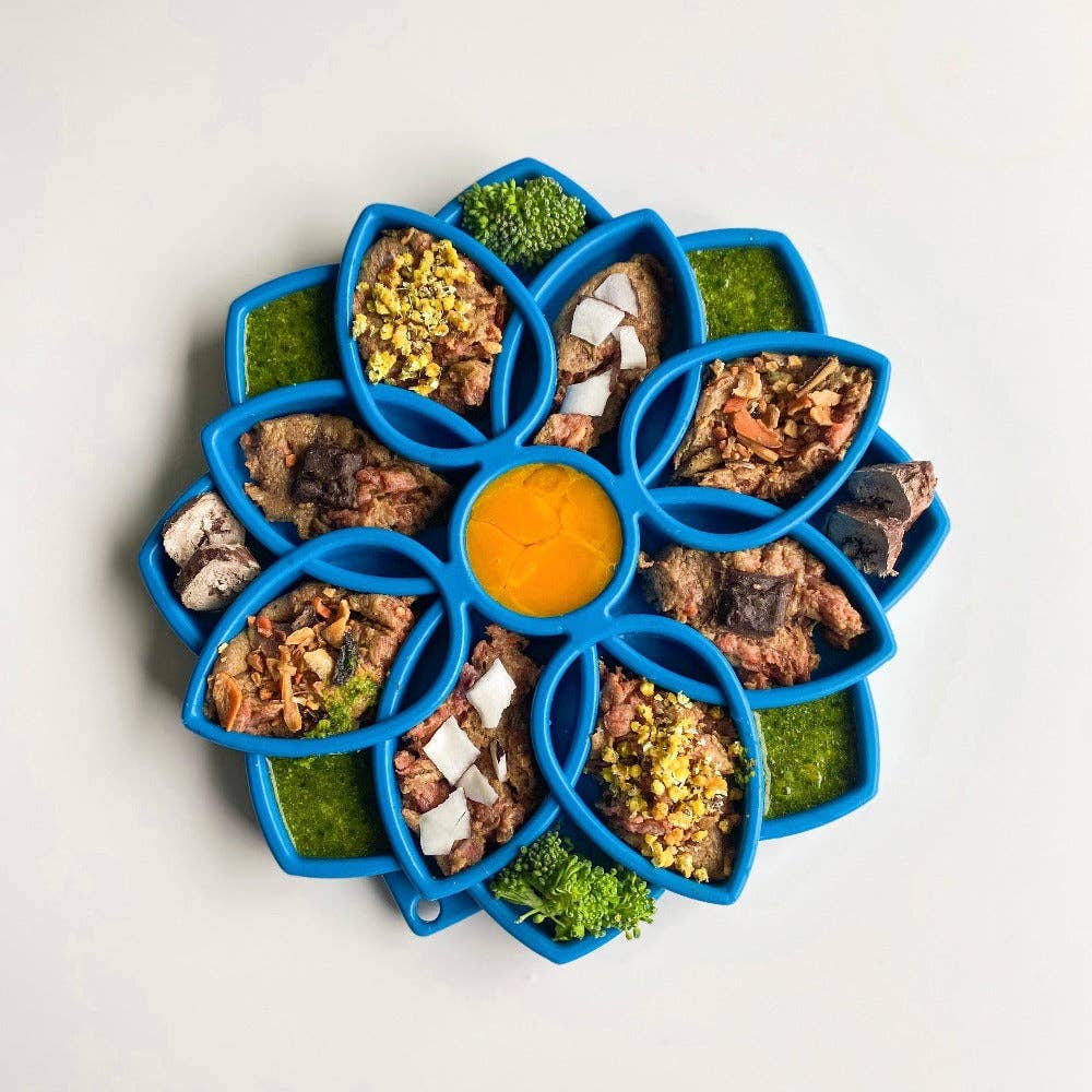 Mandala eTray Shallow Slow Feeder Dog Bowl for Enrichment | USA Made: Purple