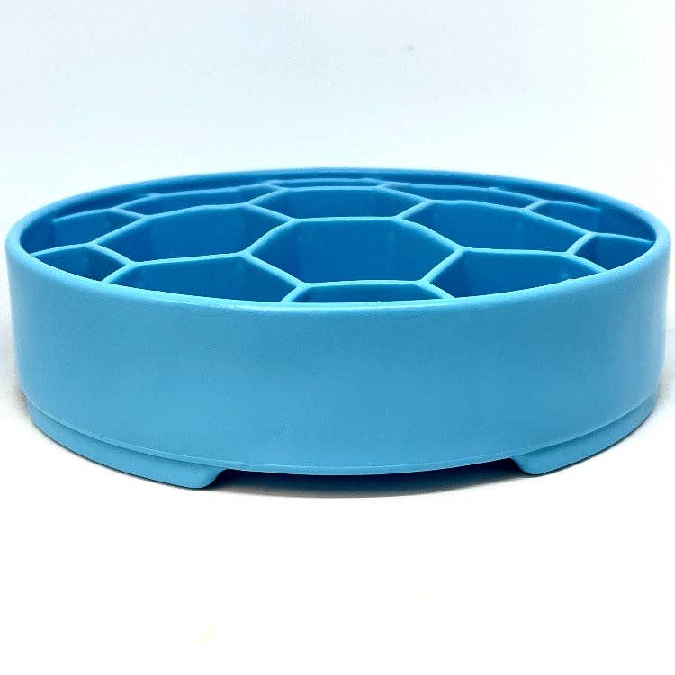 Honeycomb eBowl Deep Slow Feeder Dog Bowl for Enrichment | USA Made: Blue