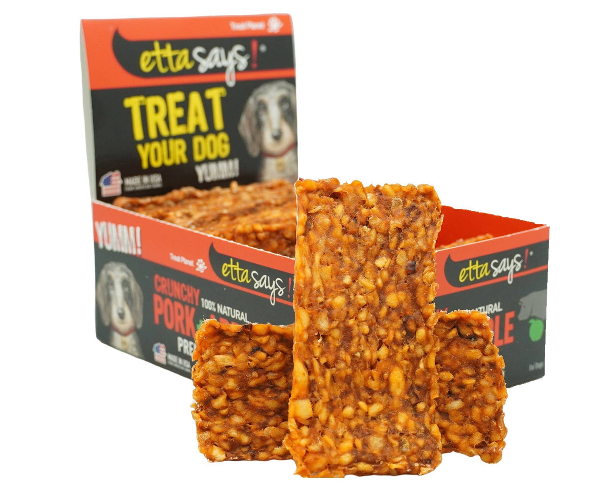 Etta Says! Premium Bars Pork & Apple Dog Chew POS Box 12ct