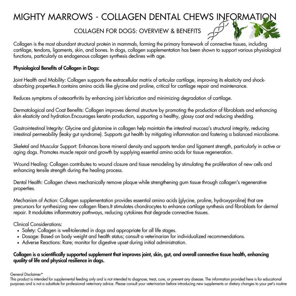 Mighty Marrows Collagen Dental Chew - Bacon - 3 Sizes: Large